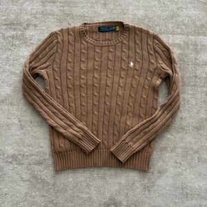 POLO RALPH LAUREN Camel Gold Cotton Cable Knit Sweater (XS)